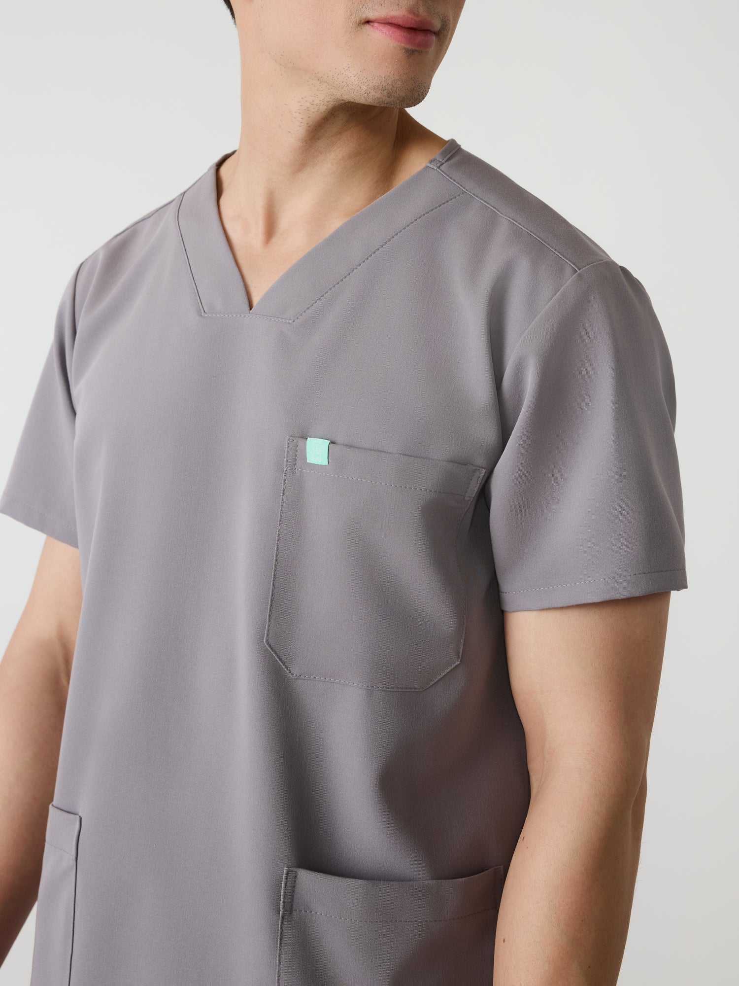 ZACK RE-GARDE™ - ECLIPSE GREY - Three Pockets Men's Scrub Top - SILVADUR™