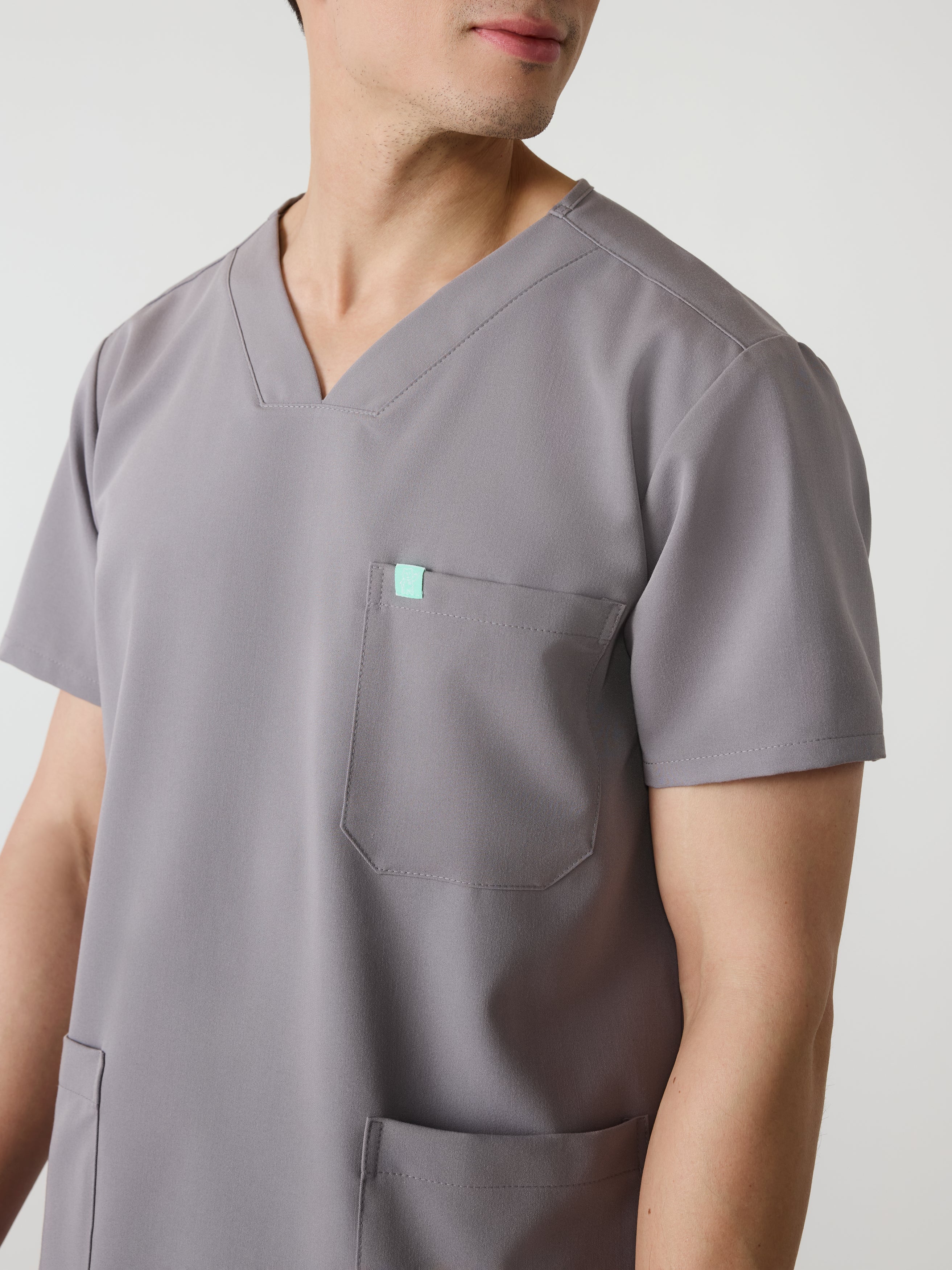 ZACK RE-GARDE™ - ECLIPSE GREY - Three Pockets Men's Scrub Top - SILVADUR™