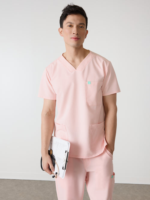 ZACK RE-GARDE™ - ROSE QUARTZ - Three Pockets Men's Scrub Top - SILVADUR™