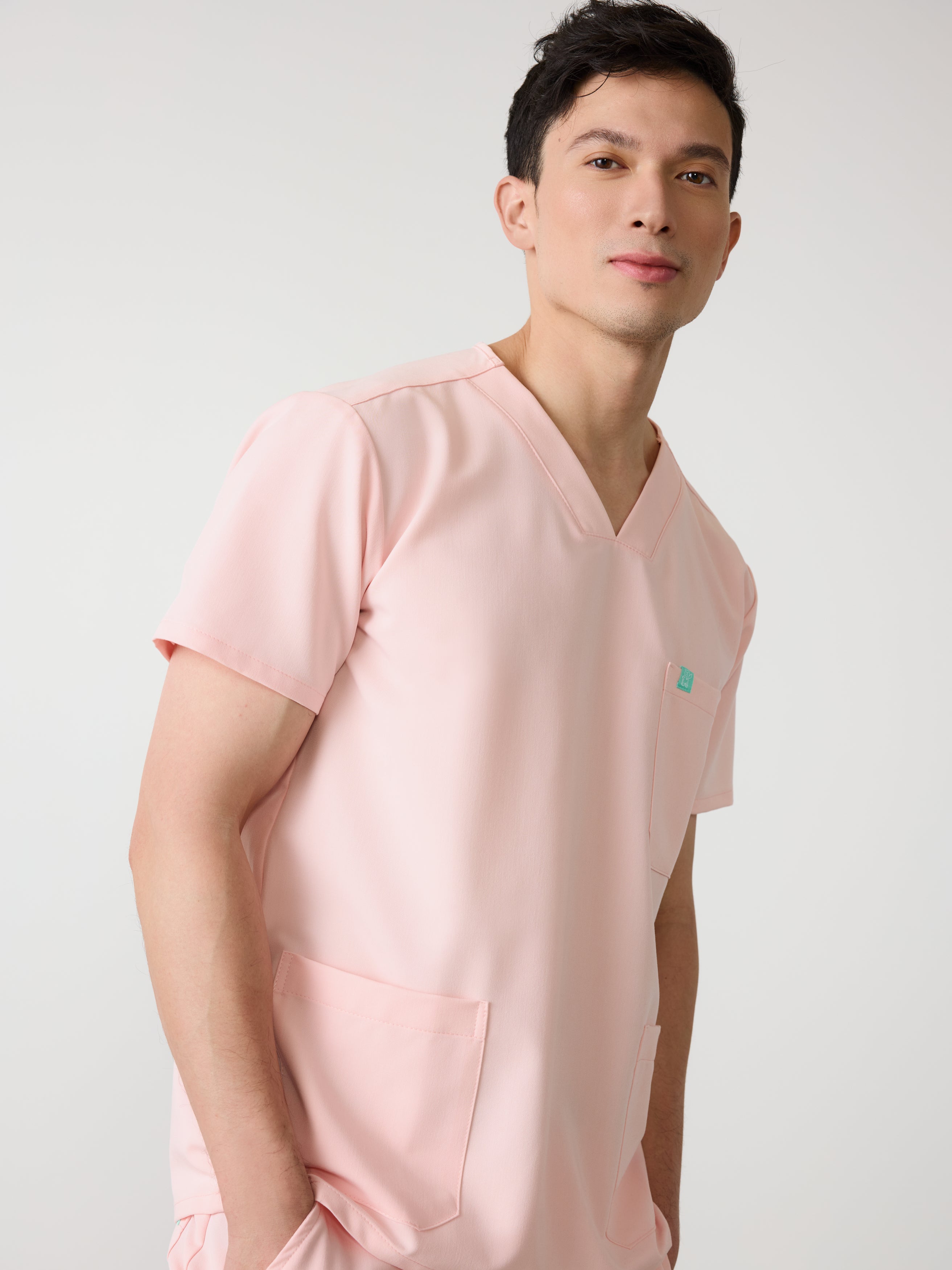 ZACK RE-GARDE™ - ROSE QUARTZ - Three Pockets Men's Scrub Top - SILVADUR™