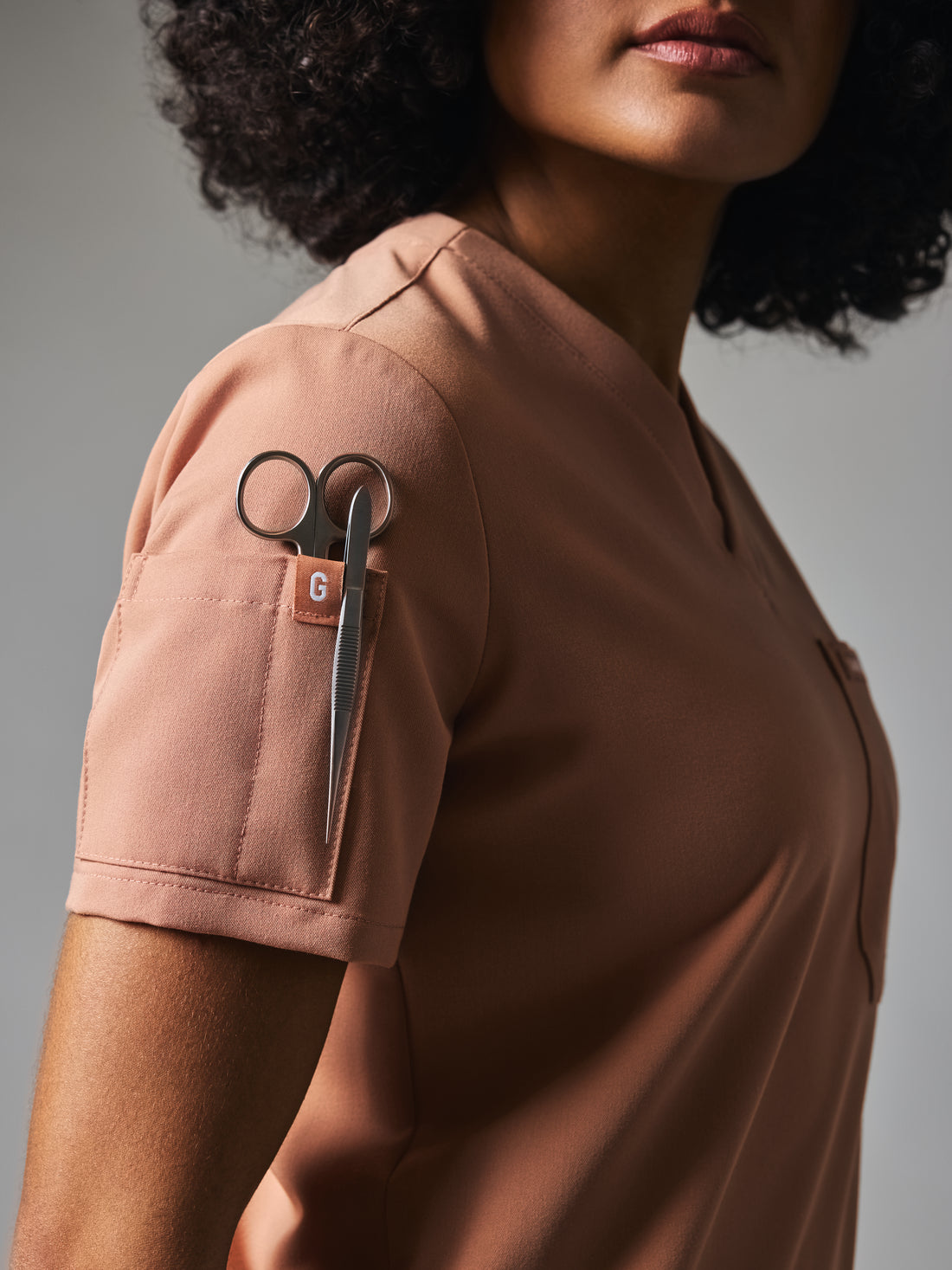 SOFIA GARDE™ - MOCHA - Six Pockets Scrub Top - SILVADUR™
