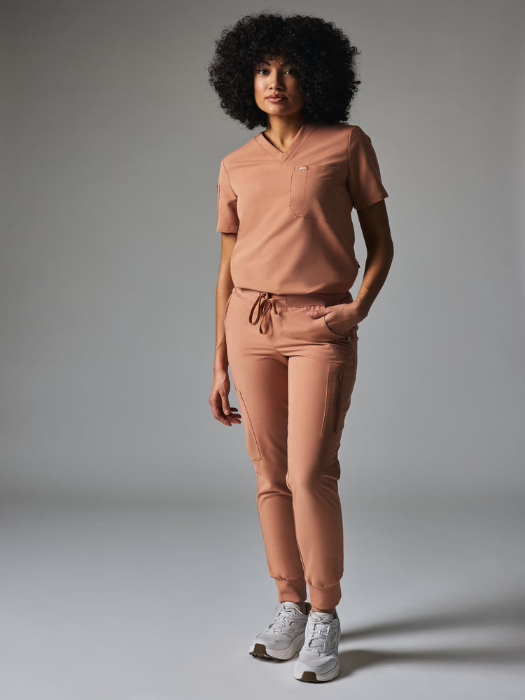 MARIE GARDE™ - MOCHA - Six Pockets Jogger Scrub Pants - SILVADUR™