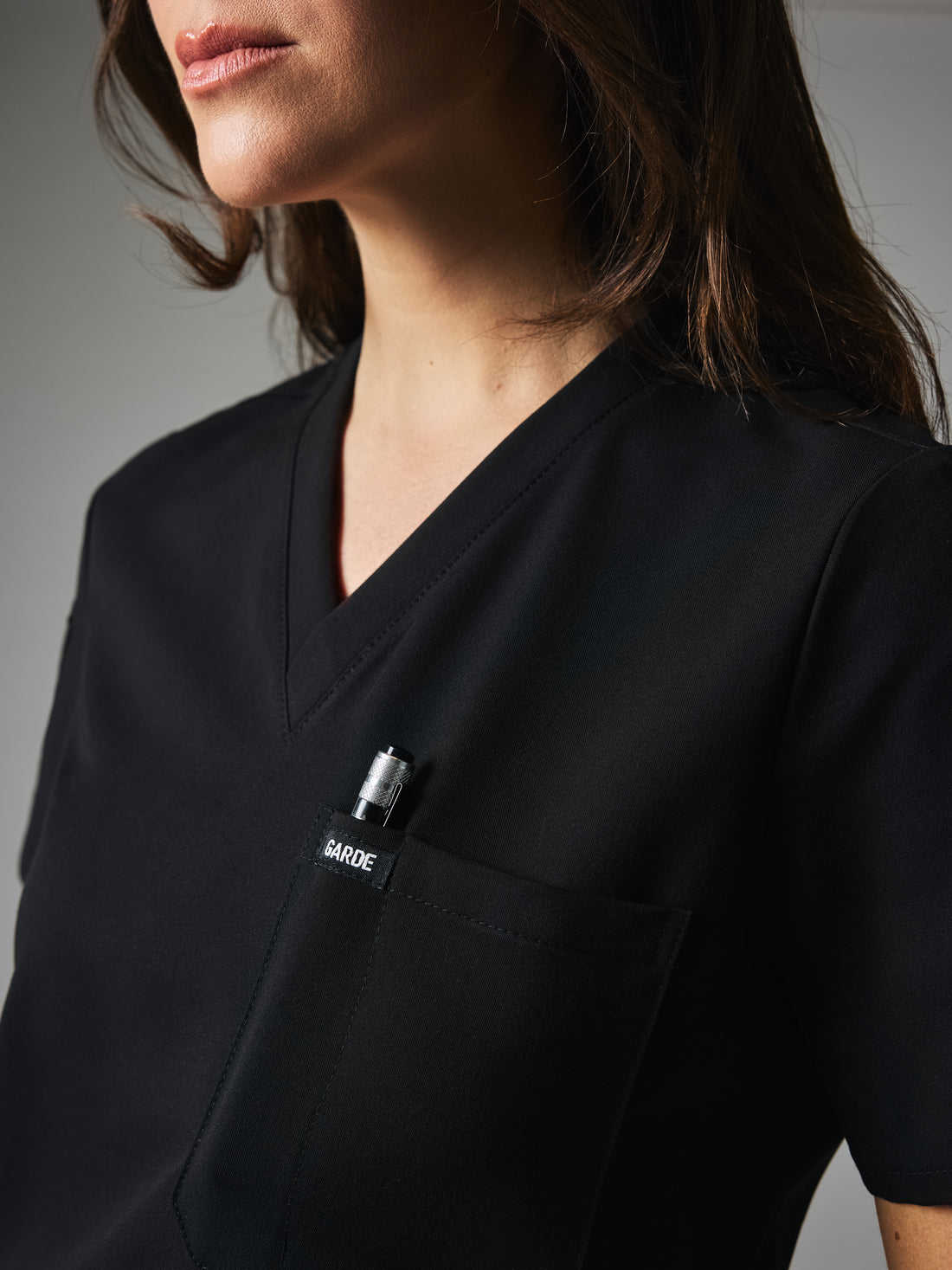 SOFIA GARDE™ - BLACK - Six Pockets Scrub Top - SILVADUR™