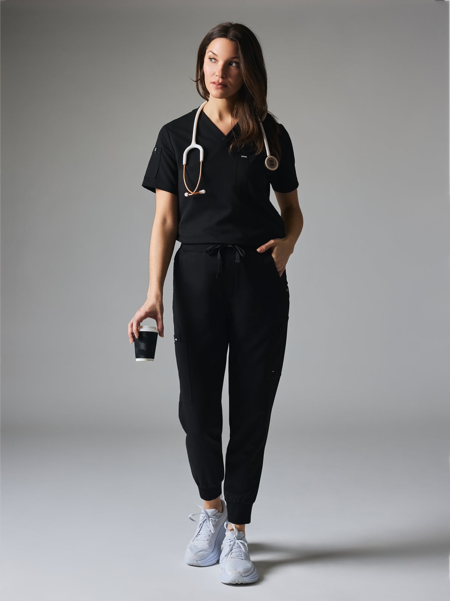 MARIE GARDE™ - BLACK - Six Pockets Jogger Scrub Pants - SILVADUR™