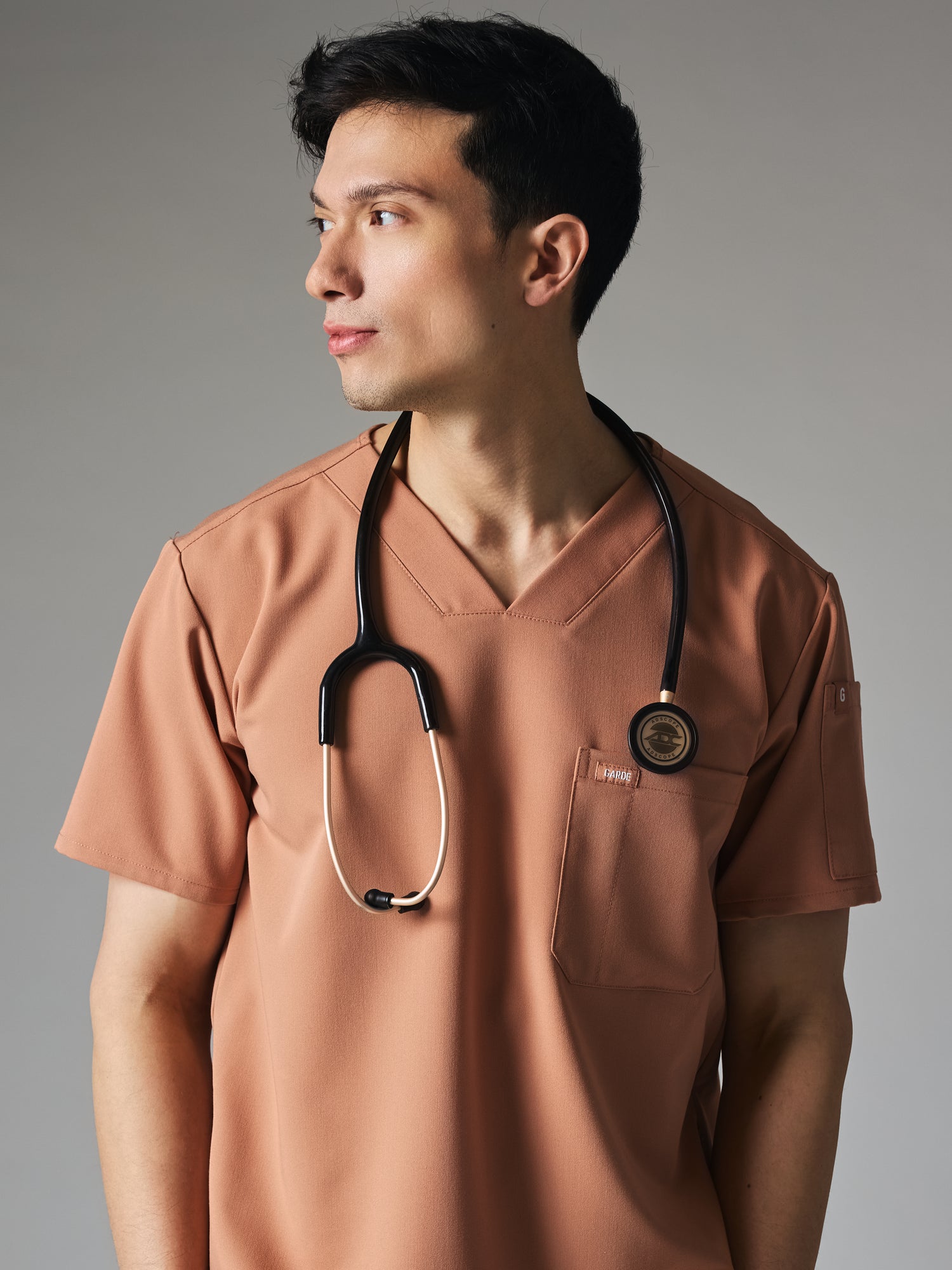 JOHN GARDE™ - MOCHA - Six Pockets Men's Scrub Top - SILVADUR™