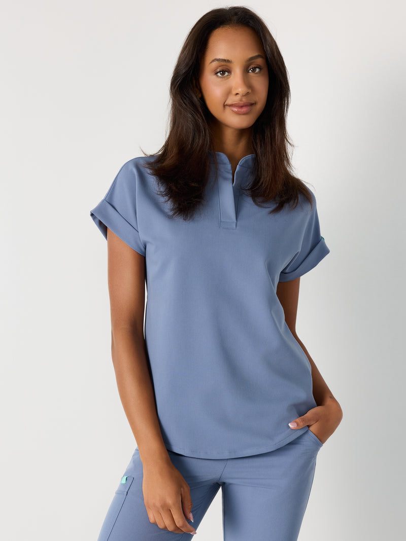 CHARLIE RE-GARDE™ - BLUE HORIZON - Blusa médica con cuello mandarín - SILVADUR™