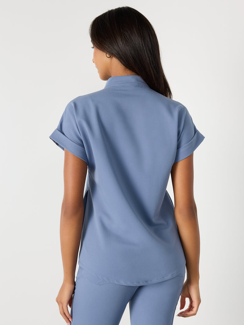 CHARLIE RE-GARDE™ - BLUE HORIZON - Blusa médica con cuello mandarín - SILVADUR™