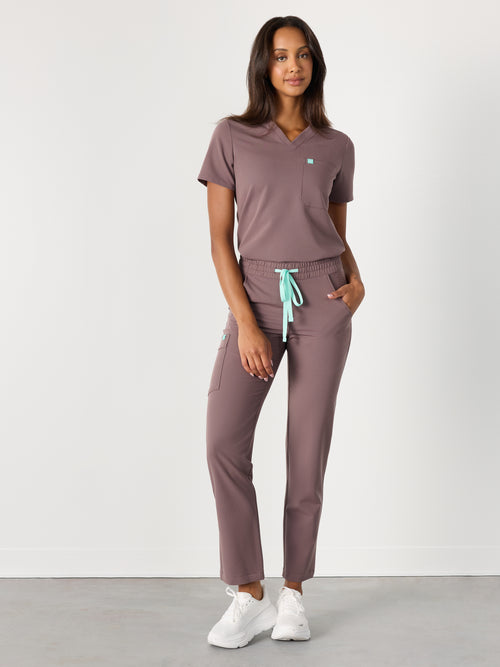 JULIETA RE-GARDE™ - SOFT PLUM - Straight Cut Scrub Pants - SILVADUR™