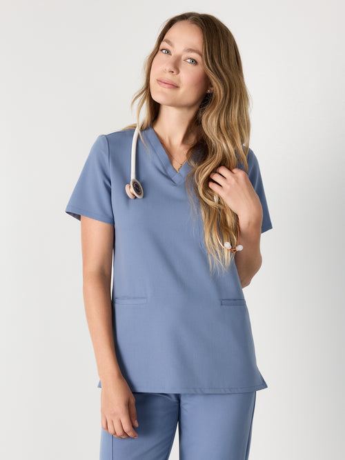 LIV RE-GARDE™ - BLUE HORIZON - Three Pockets Scrub Top - SILVADUR™