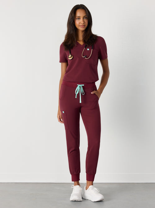 DEMI RE-GARDE™ - BURGUNDY - Jogger Scrub Pants - SILVADUR™