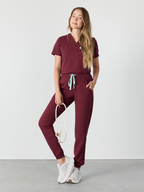 ROSIE RE-GARDE™ - BURGUNDY - Jogger Scrub Pants - SILVADUR™
