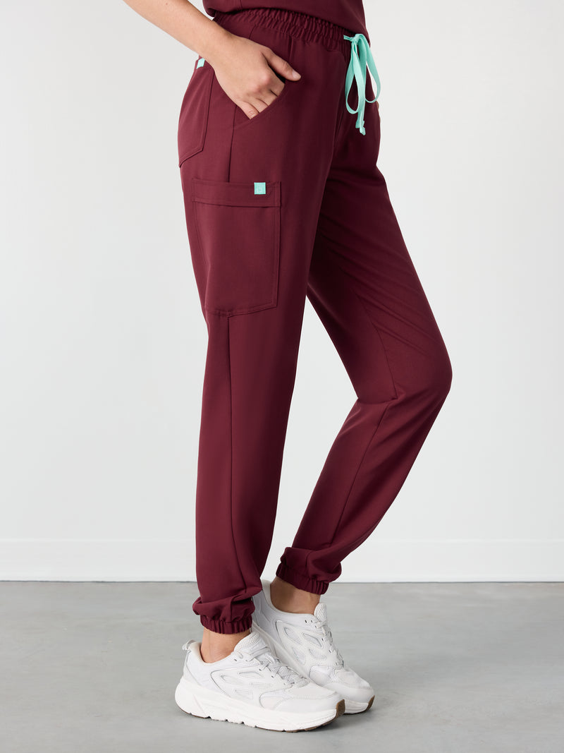 ROSIE RE-GARDE™ - BURGUNDY - Jogger Scrub Pants - SILVADUR™