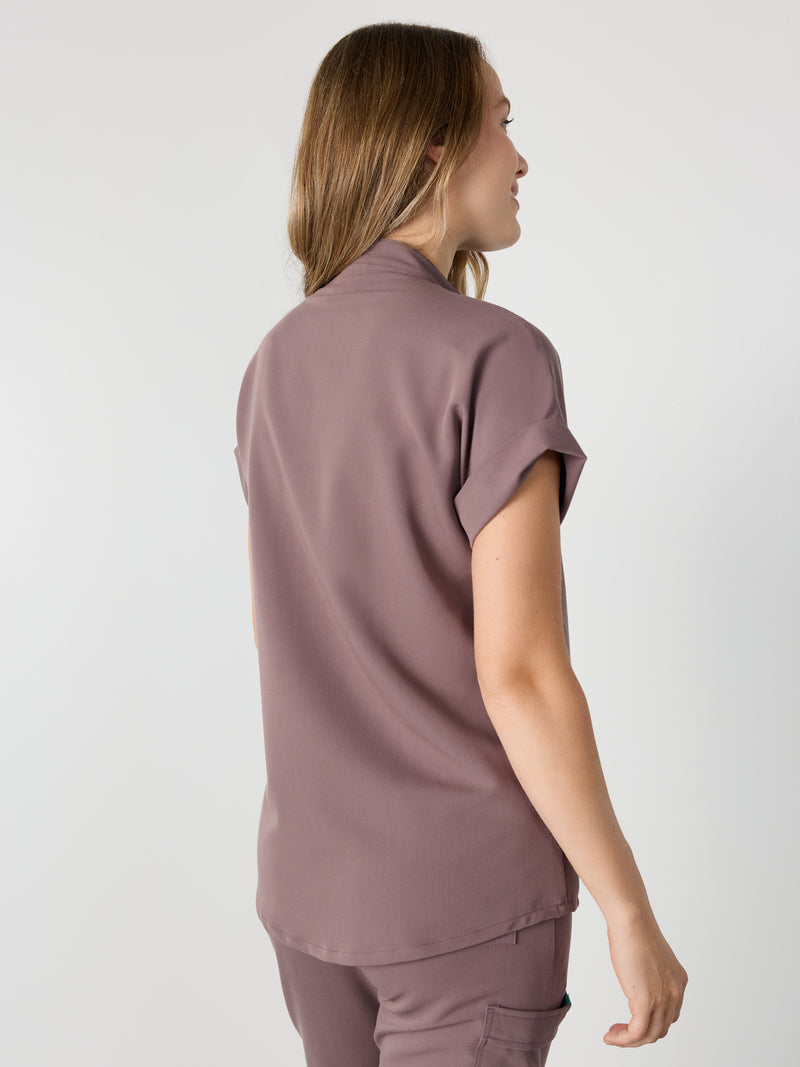 CHARLIE RE-GARDE™ - SOFT PLUM - Mandarine Collar Scrub Top - SILVADUR™