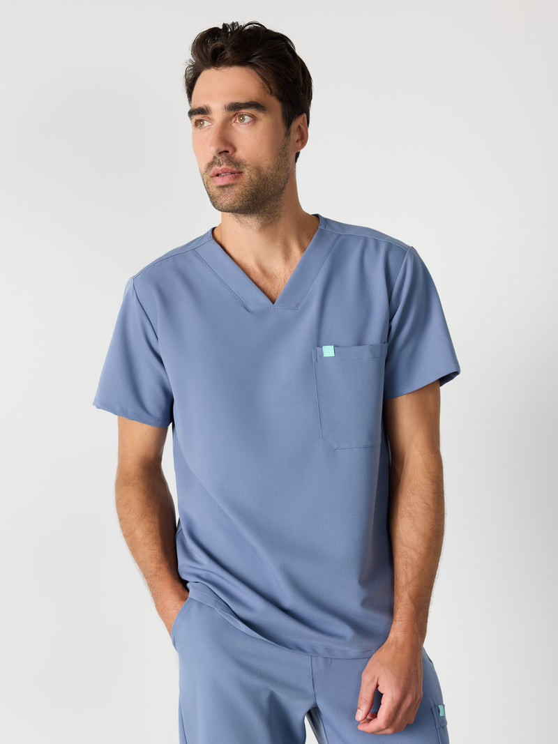 LOGAN RE-GARDE™ - BLUE HORIZON - One Pocket Men's Scrub Top - SILVADUR™