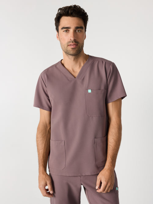 ZACK RE-GARDE™ - SOFT PLUM - Three Pockets Men's Scrub Top - SILVADUR™
