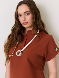 CHARLIE RE-GARDE™ - SEQUOIA - Mandarine Collar Scrub Top - SILVADUR™