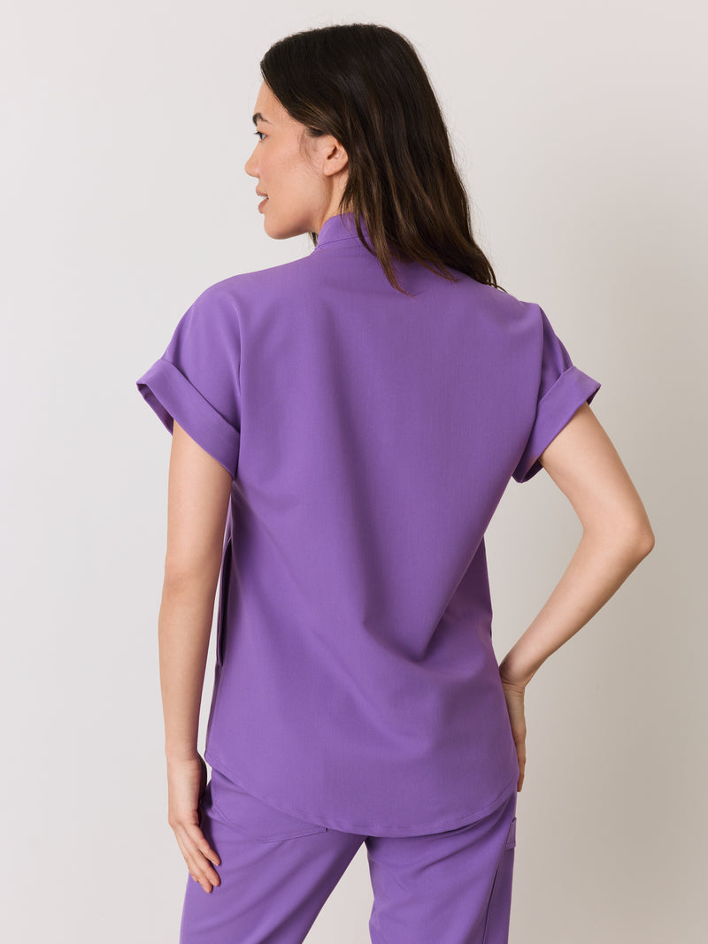 CHARLIE RE-GARDE™ - ROYAL LILAC - Mandarine Collar Scrub Top - SILVADUR™