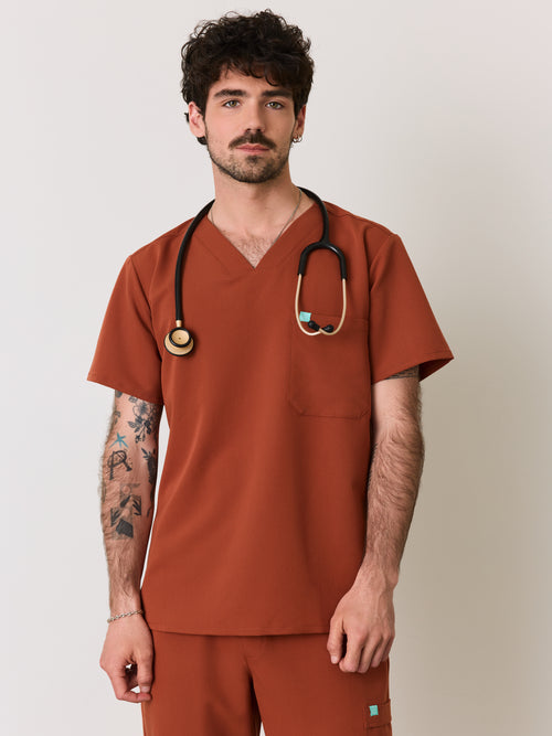 LOGAN RE-GARDE™ - SEQUOIA - One Pocket Men's Scrub Top - SILVADUR™