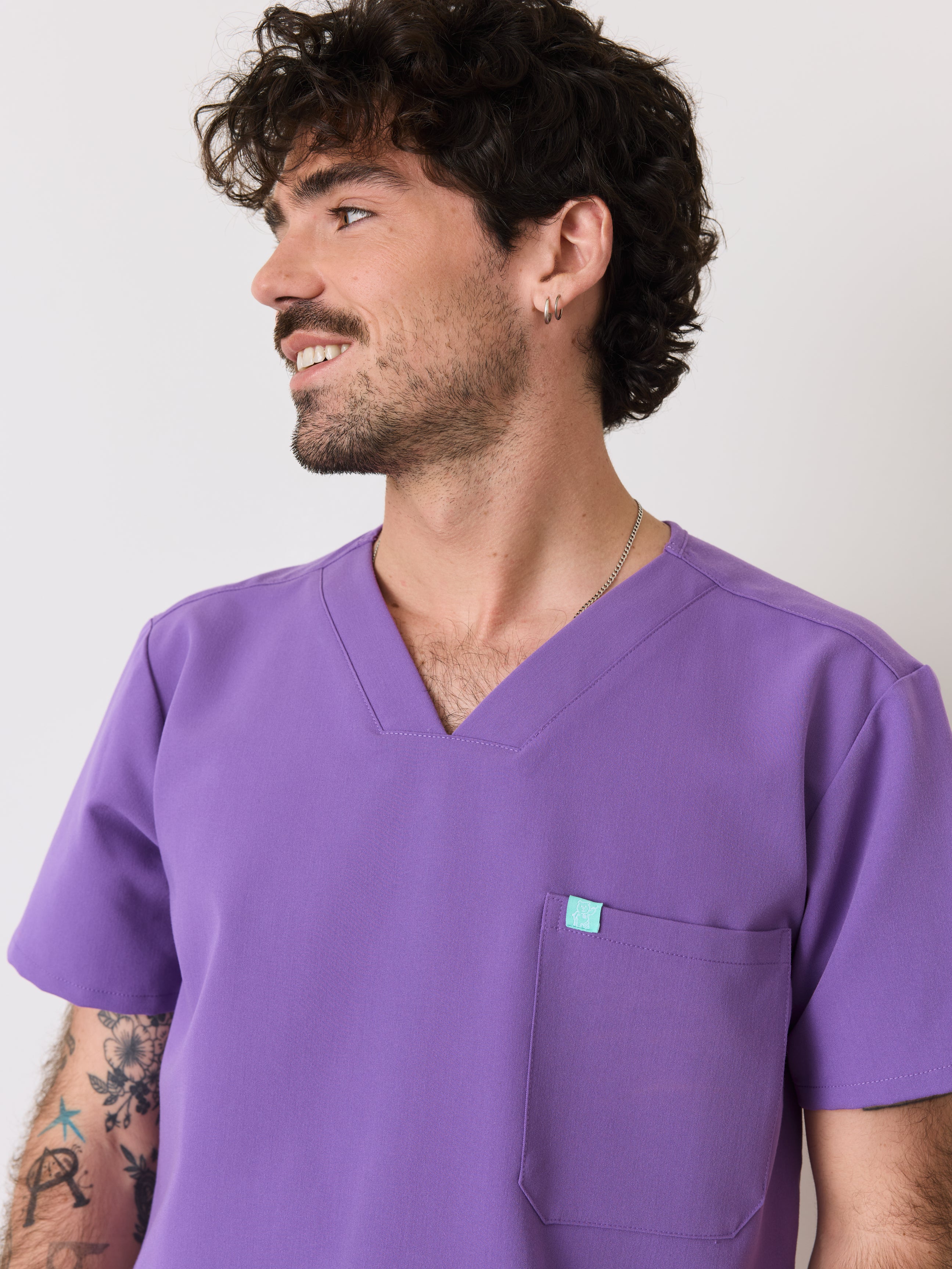 LOGAN RE-GARDE™ - ROYAL LILAC - One Pocket Men's Scrub Top - SILVADUR™ - Final Sale