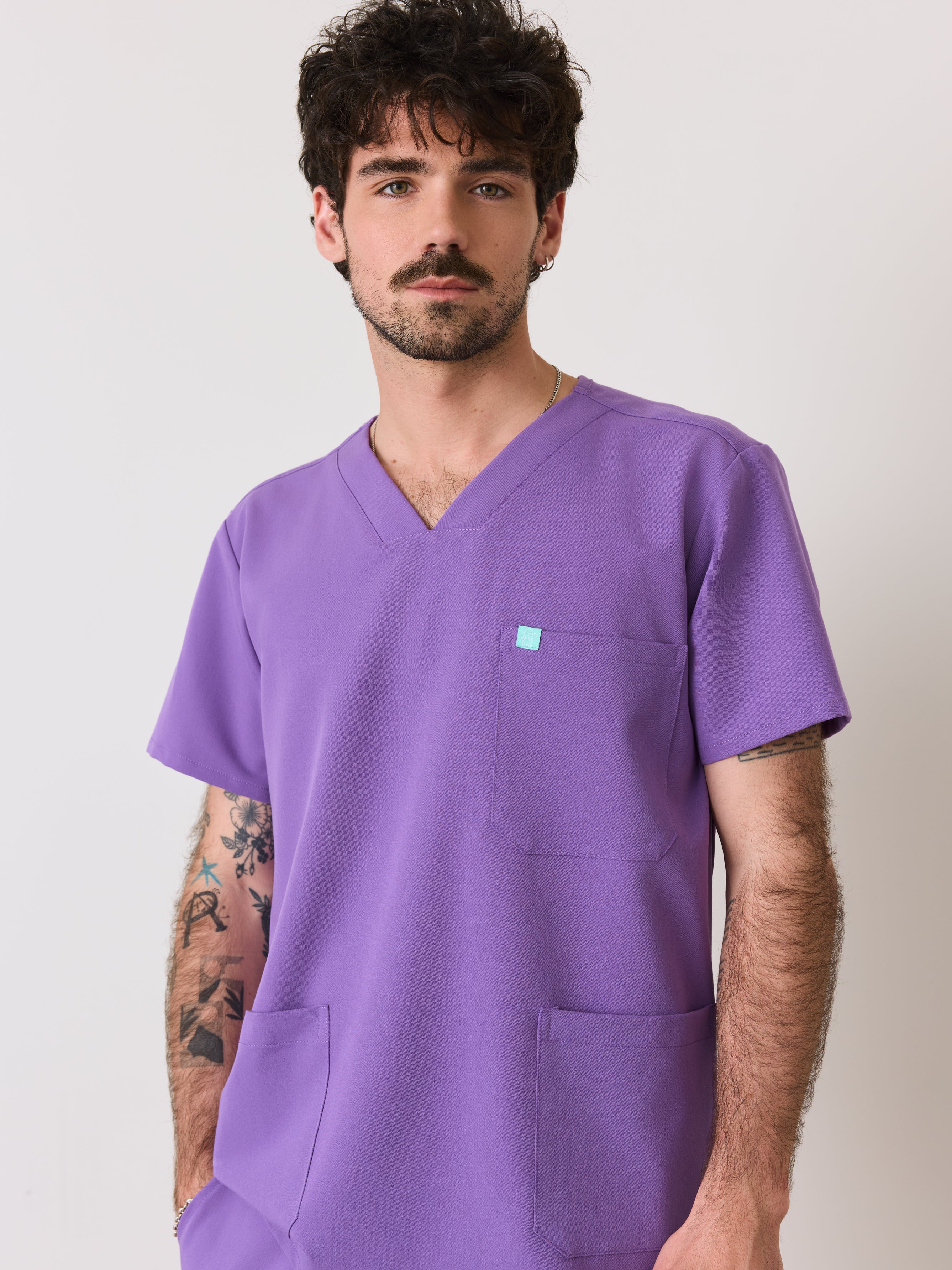 ZACK RE-GARDE™ - ROYAL LILAC - Three Pockets Men's Scrub Top - SILVADUR™ - Final Sale