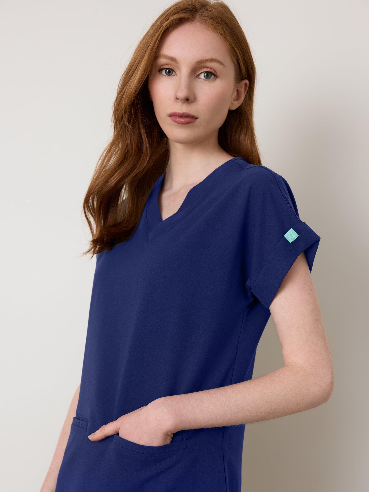 HALLI RE-GARDE™ - MODERN NAVY - Loose Fit Scrub Top - SILVADUR™