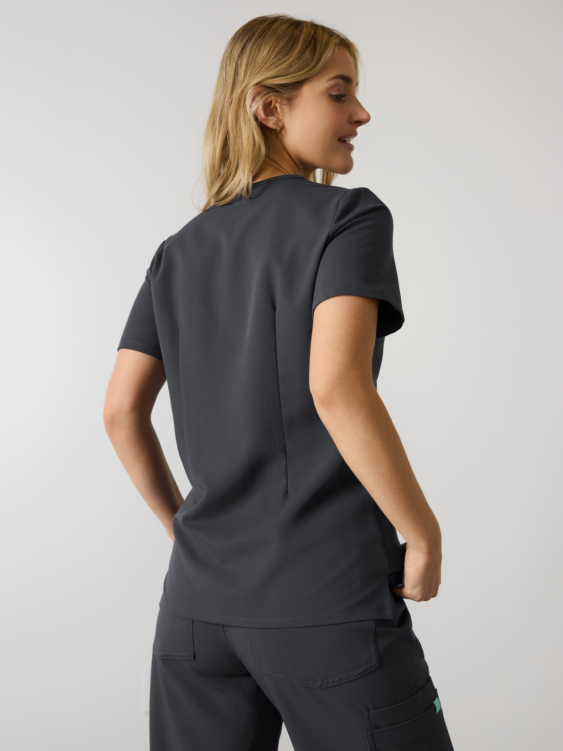 LIV RE-GARDE™ - CHARCOAL - Three Pockets Scrub Top - SILVADUR™
