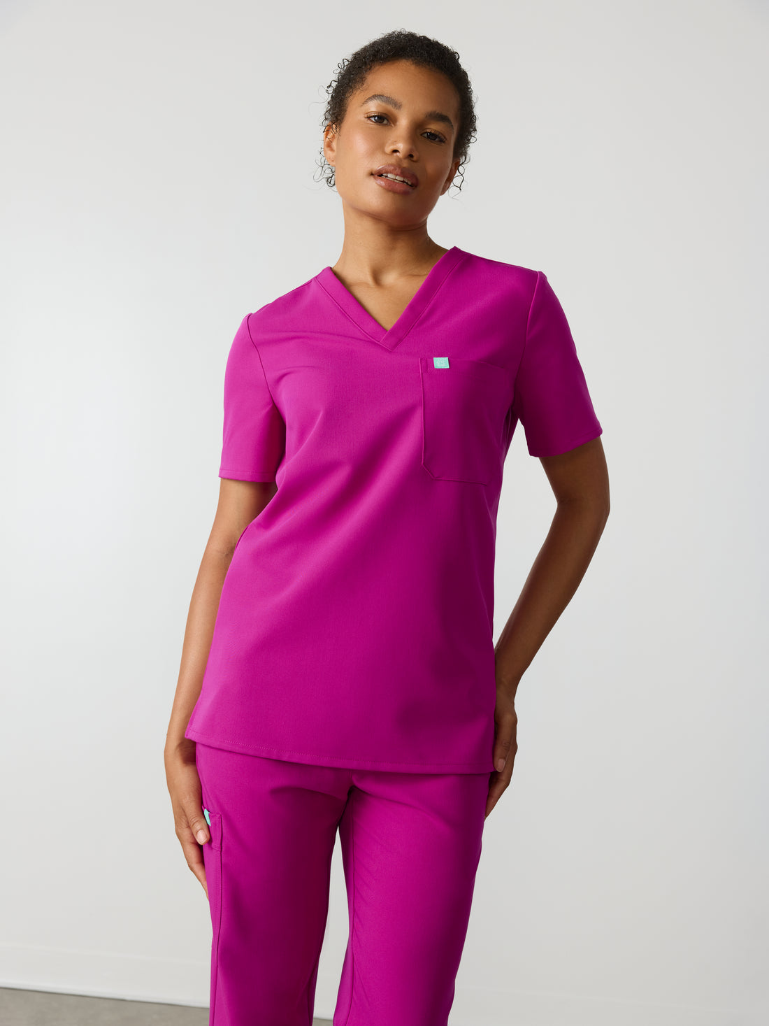 GABRIELLE RE-GARDE™ - MAGENTA - One Pocket Scrub Top - SILVADUR™