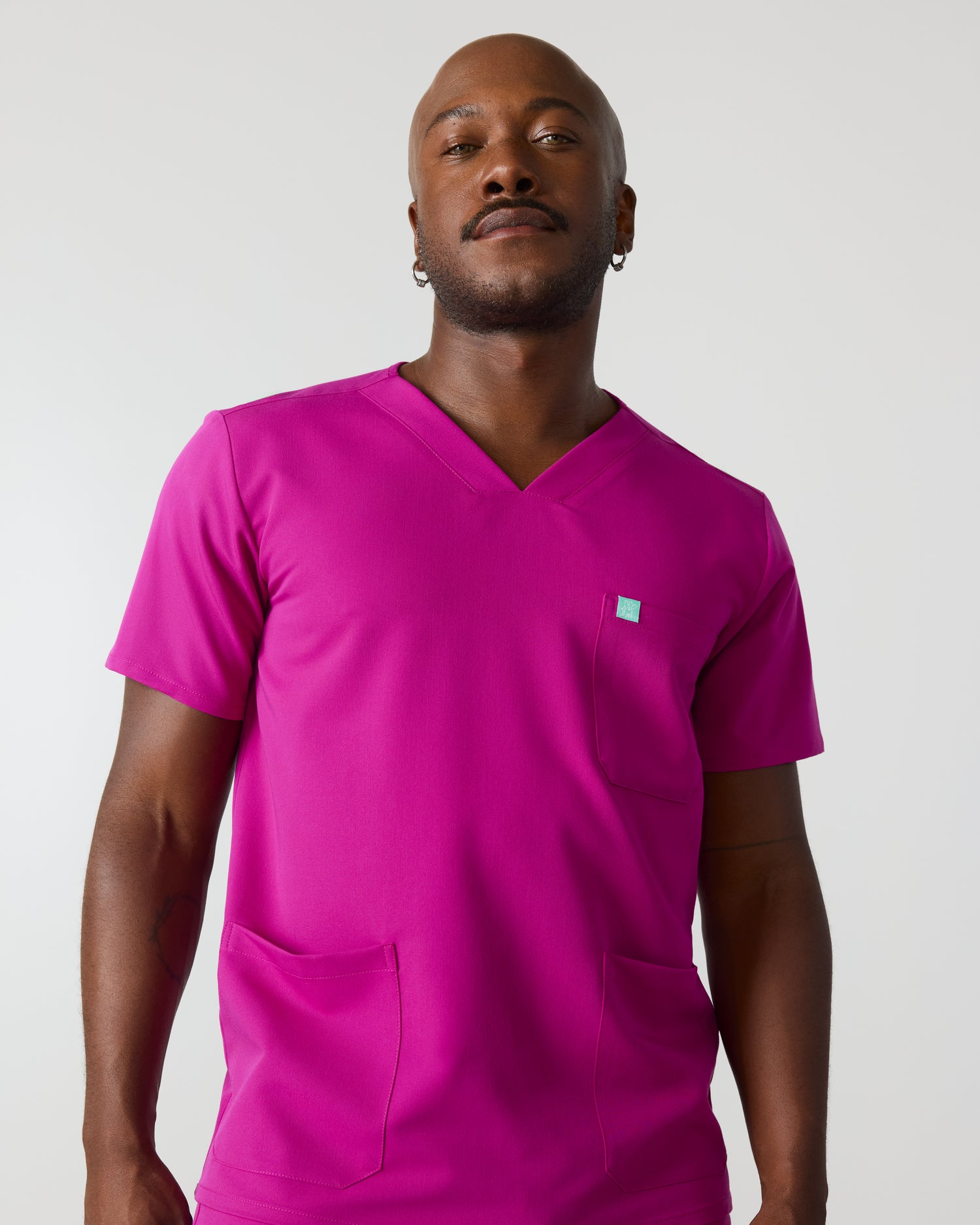 ZACK RE-GARDE™ - MAGENTA - Three Pockets Men's Scrub Top - SILVADUR™