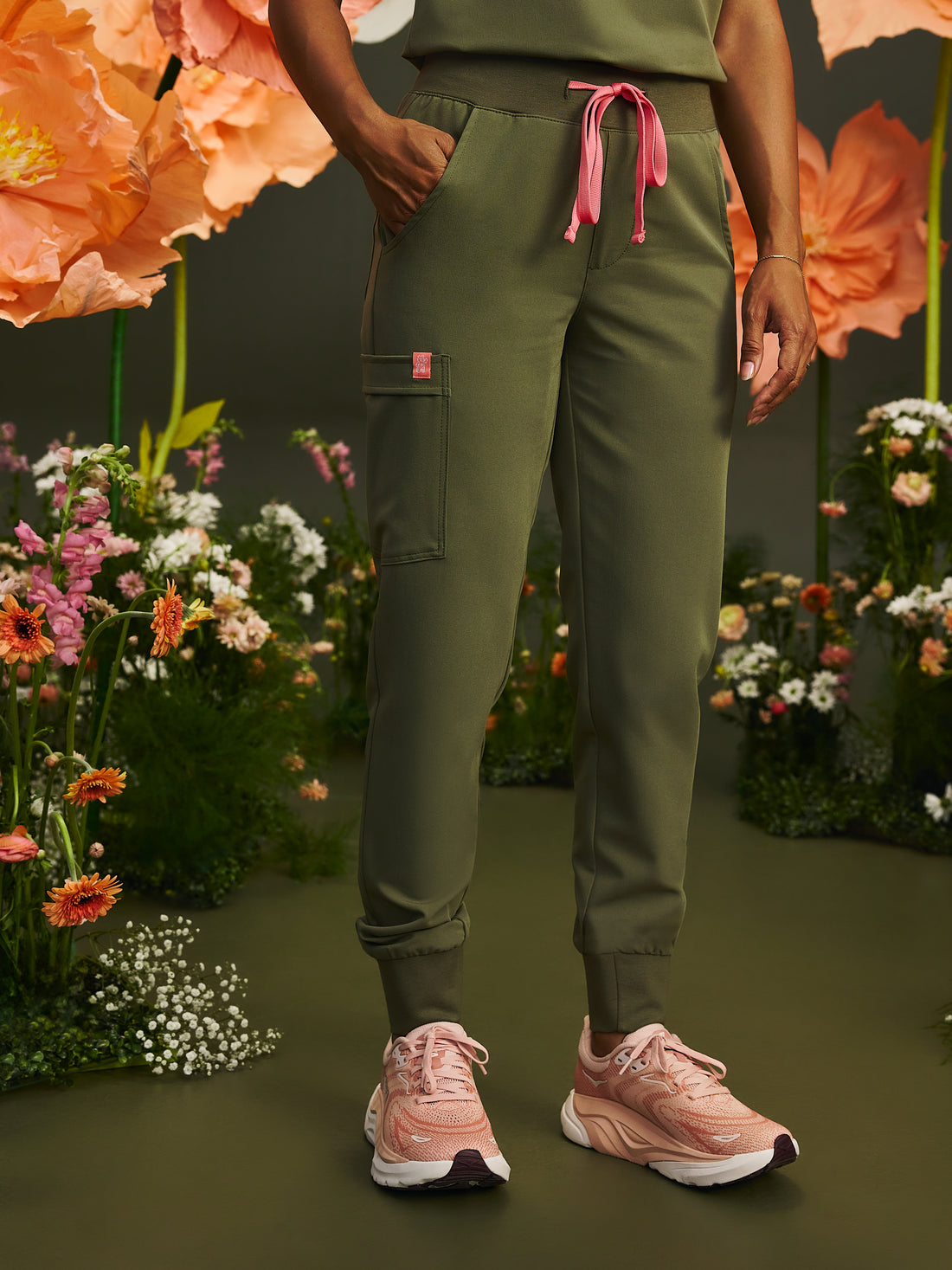 DEMI RE-GARDE™ - OLIVE BLOOM - Jogger Scrub Pants - SILVADUR™