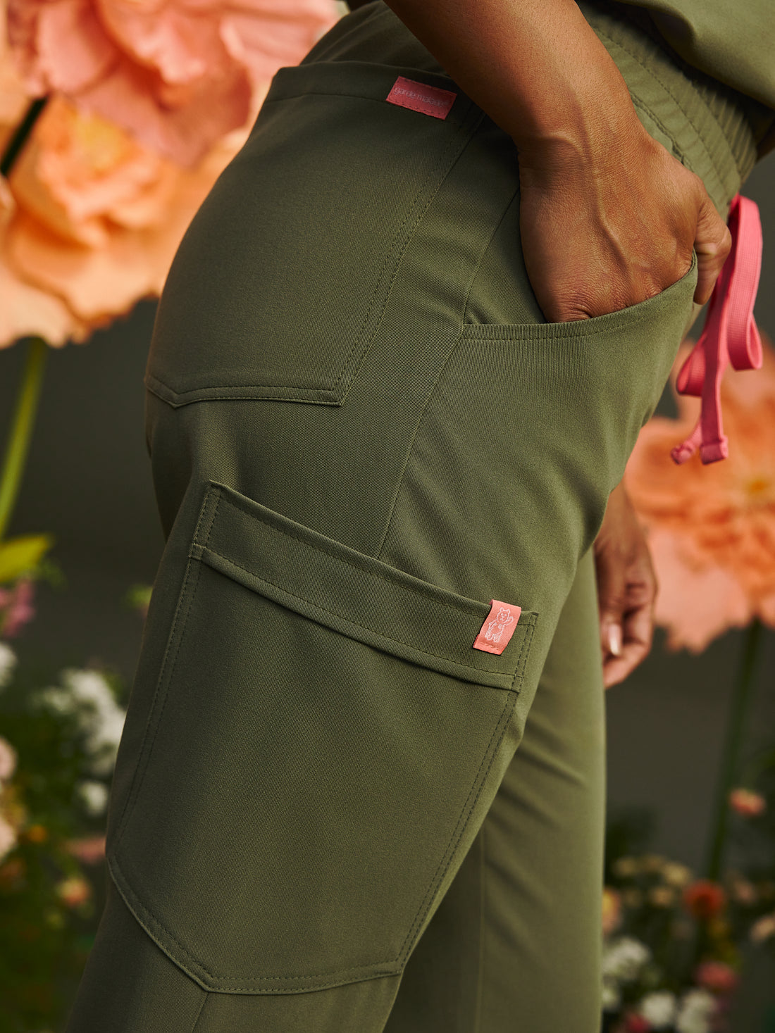 ROSIE RE-GARDE™ - OLIVE BLOOM - Jogger Scrub Pants - SILVADUR™