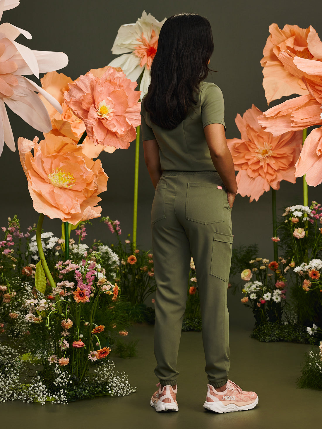 ROSIE RE-GARDE™ - OLIVE BLOOM - Jogger Scrub Pants - SILVADUR™