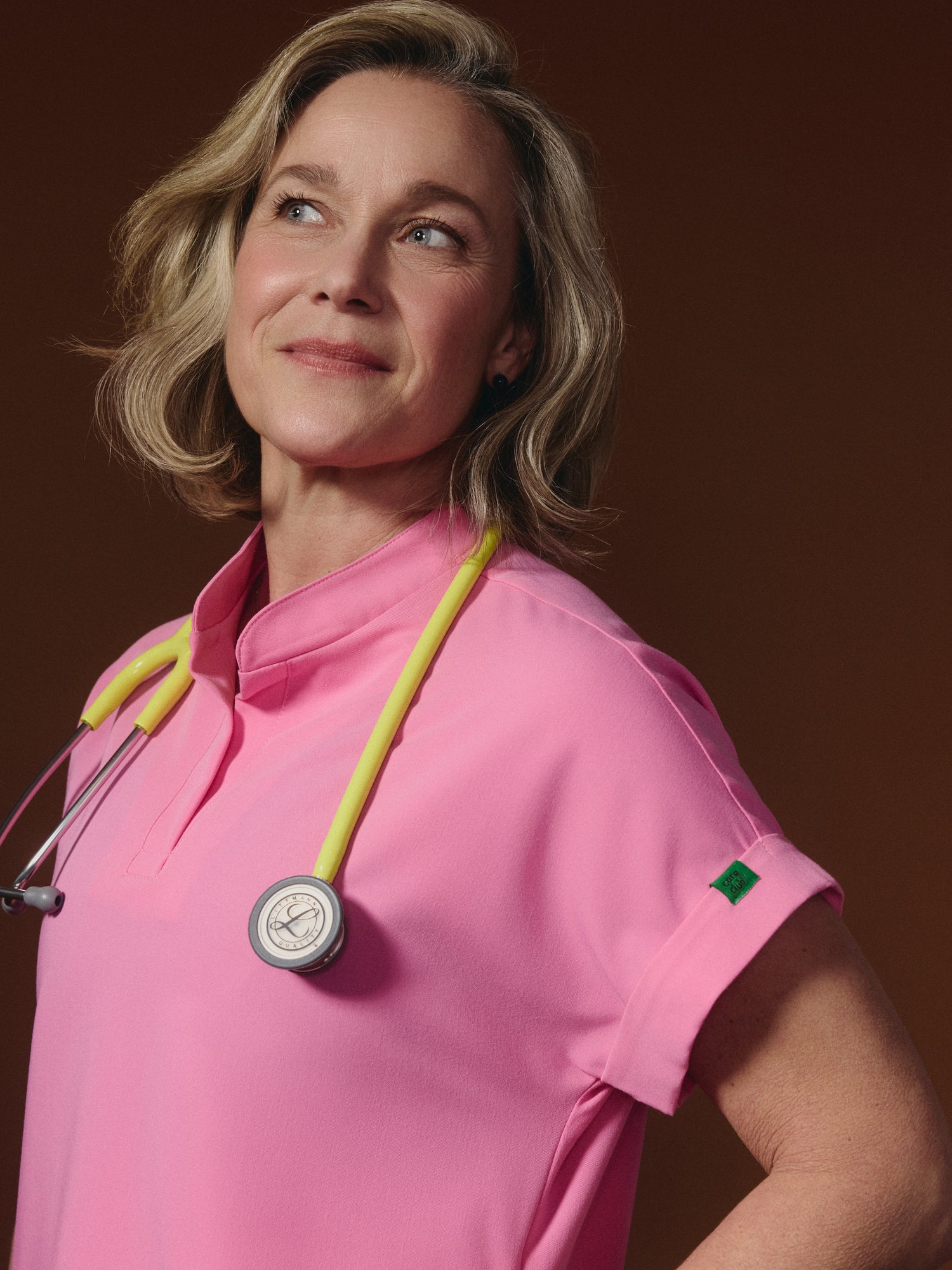 CHARLIE RE-GARDE™ - G-M x PONY PINK - Mandarine Collar Scrub Top - SILVADUR™