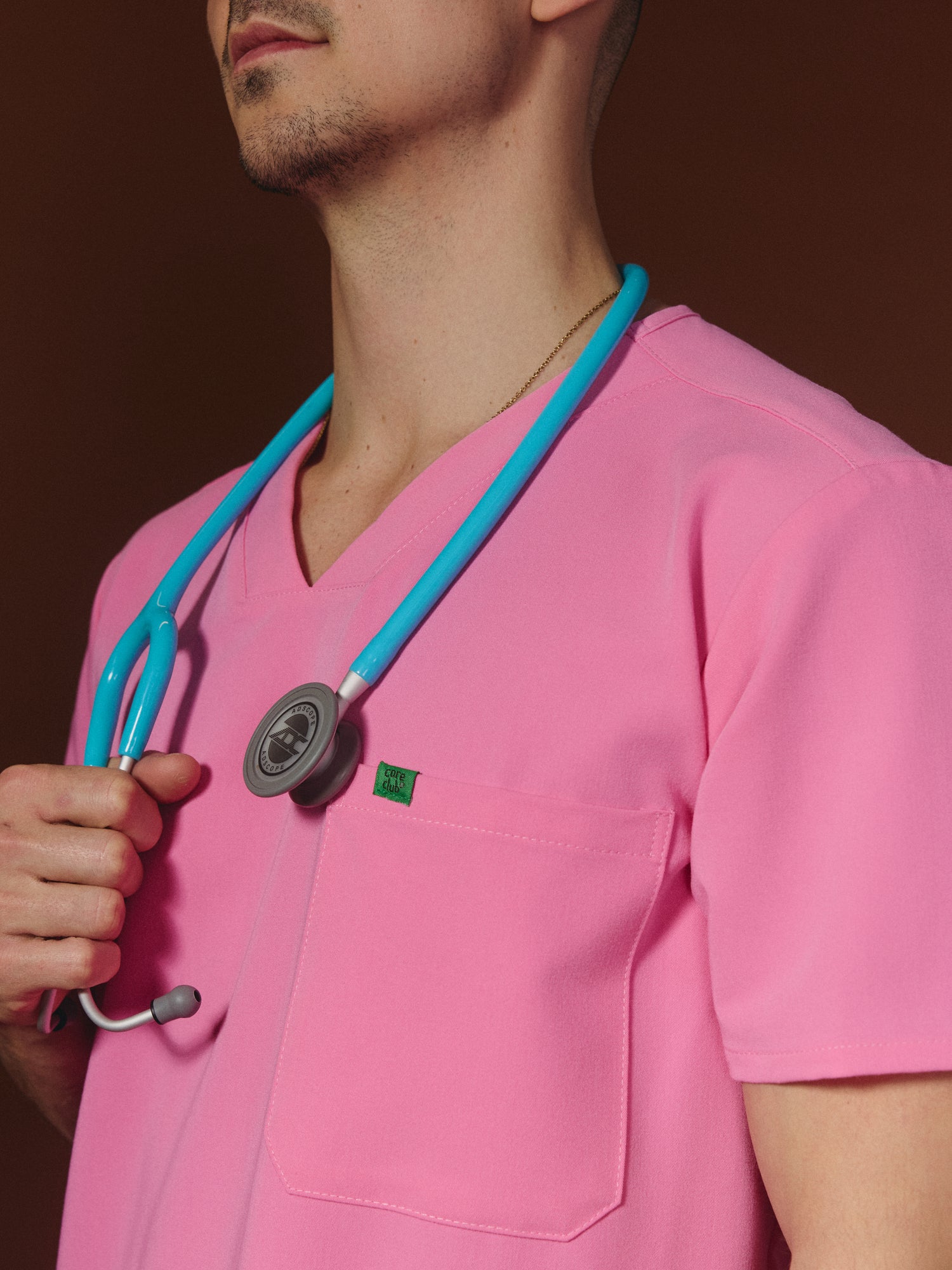 ZACK RE-GARDE™ - G-M x PONY PINK - Three Pockets Men's Scrub Top - SILVADUR™