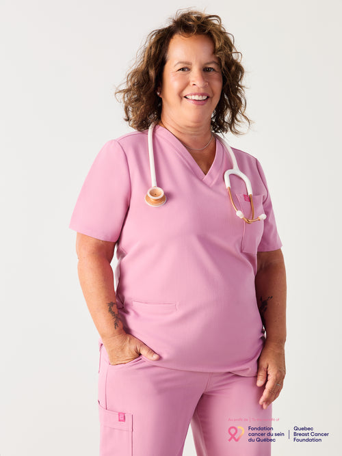 LIV RE-GARDE™ - HOPEFUL PINK - Three Pockets Scrub Top - SILVADUR™