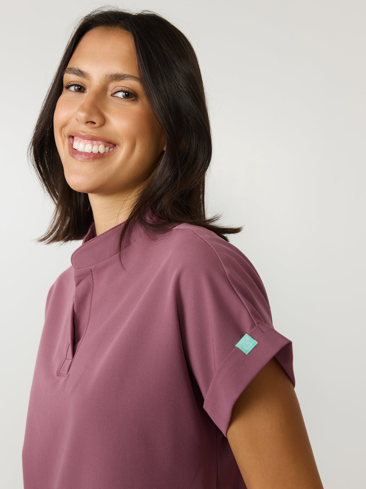 CHARLIE RE-GARDE™ - ROSA ANTIGUO - Blusa médica con cuello mandarín - VENTA FINAL