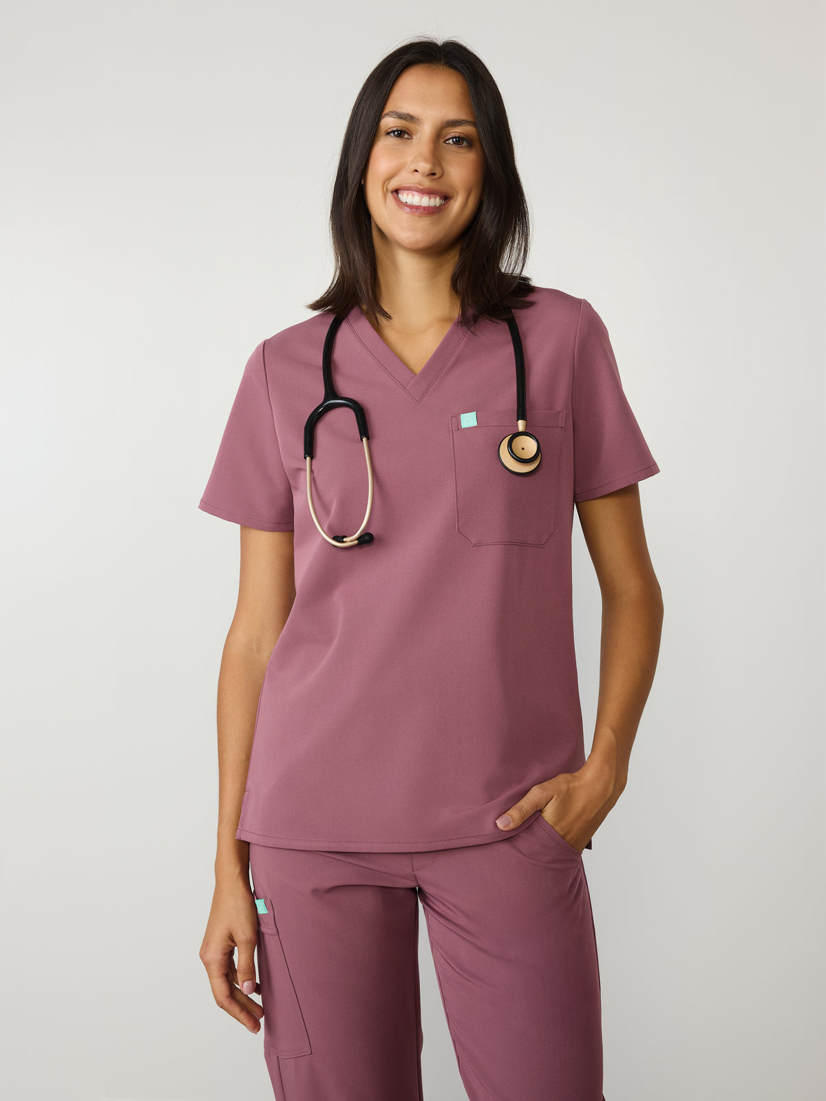 GABRIELLE RE-GARDE™ - ROSA ANTIGUO - Blusa médica de un bolsillo - VENTA FINAL