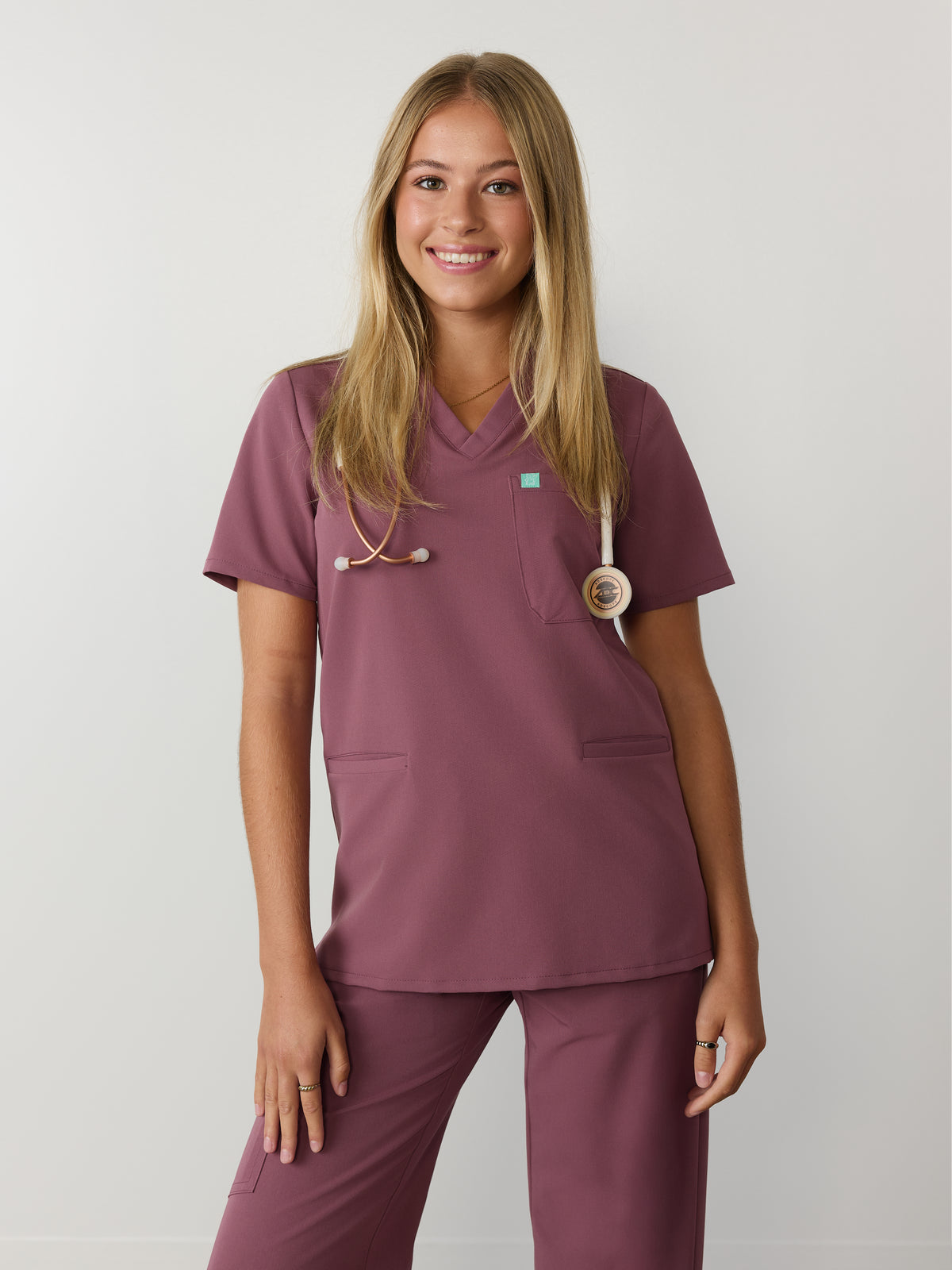 LIV RE-GARDE™ - ANTIQUE ROSE - Three Pockets Scrub Top - SILVADUR™