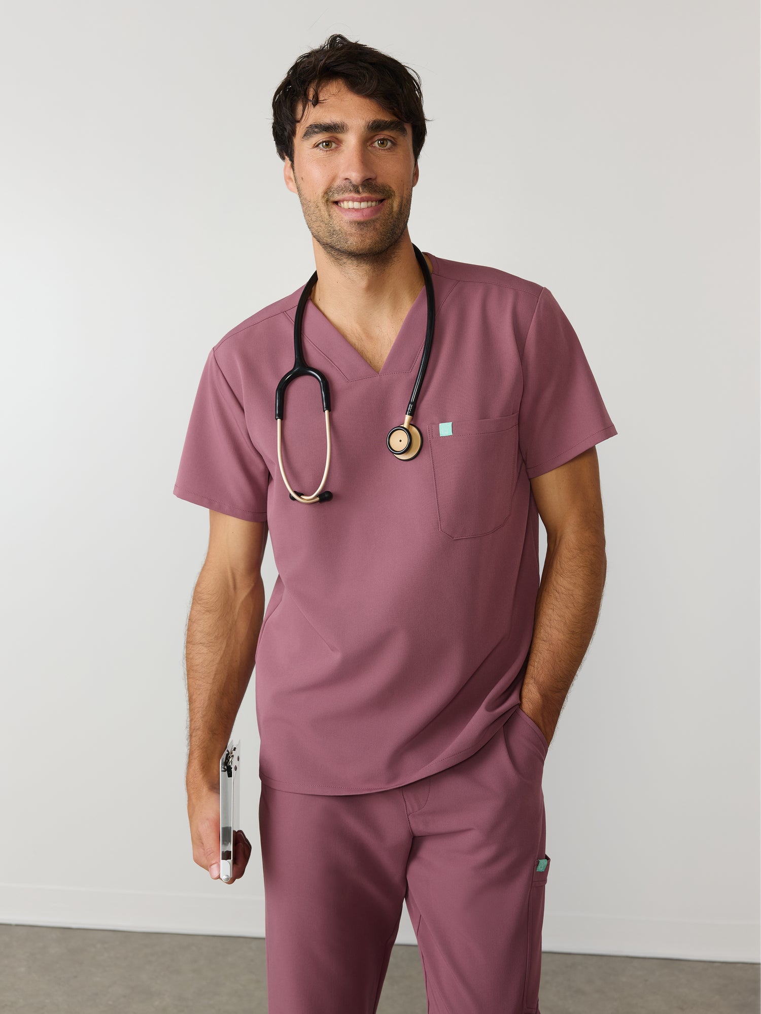 LOGAN RE-GARDE™ - ROSA ANTIGUO - Blusa médica de un bolsillo para hombre - VENTA FINAL