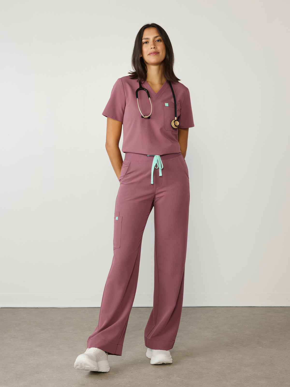 MILA RE-GARDE™ - ANTIQUE ROSE - Wide Leg Scrub Pants - SILVADUR™