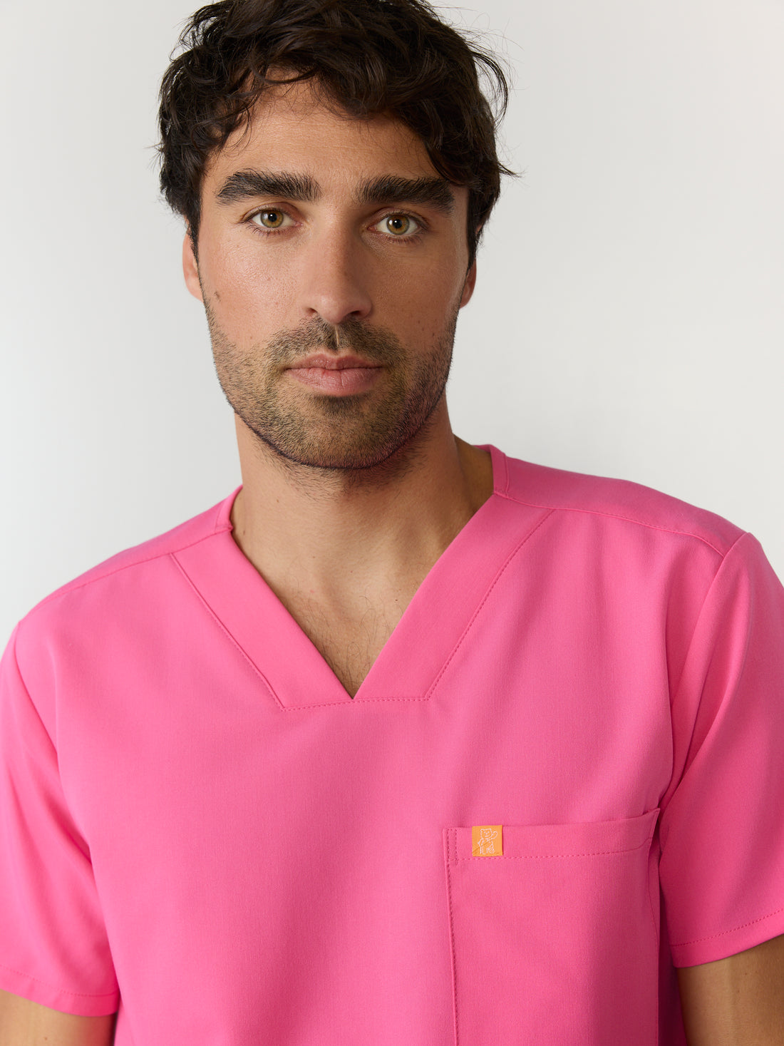 LOGAN RE-GARDE™ - SUNRISE PINK - One Pocket Men's Scrub Top - SILVADUR™