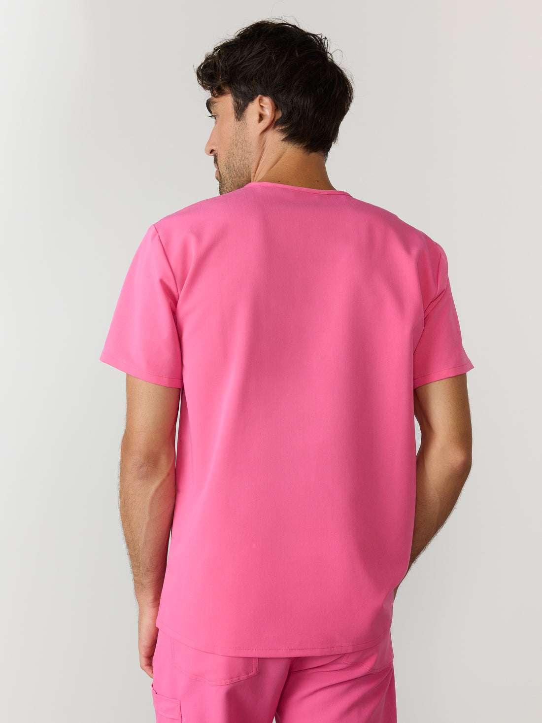 LOGAN RE-GARDE™ - SUNRISE PINK - One Pocket Men's Scrub Top - SILVADUR™