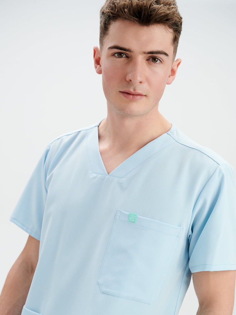 ZACK RE-GARDE™ - LIGHT BLUE - Three Pockets Men's Scrub Top