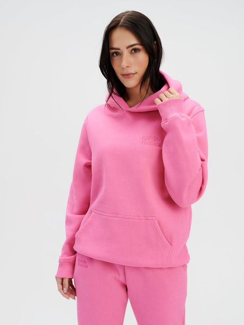 Premium Heavyweight Hoodie – Azalea Pink Embroidery