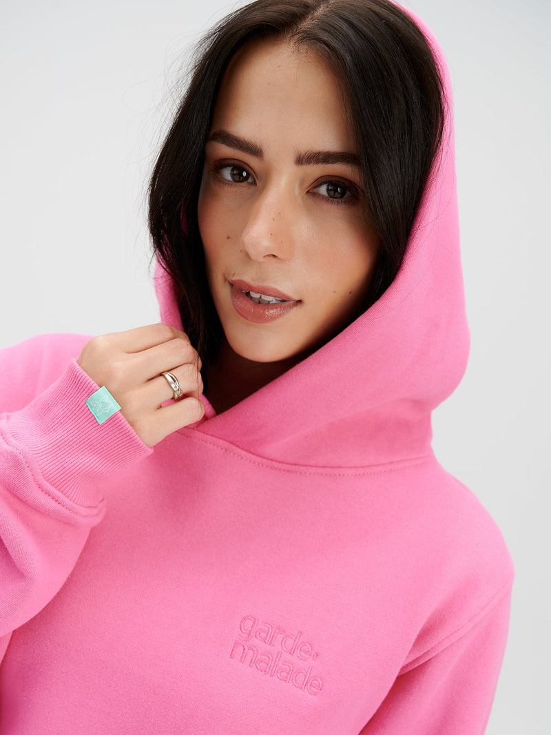 Premium Heavyweight Hoodie – Azalea Pink Embroidery