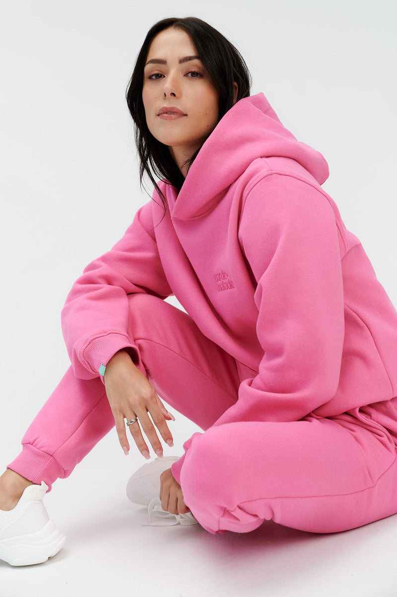 Premium Heavyweight Hoodie – Azalea Pink Embroidery