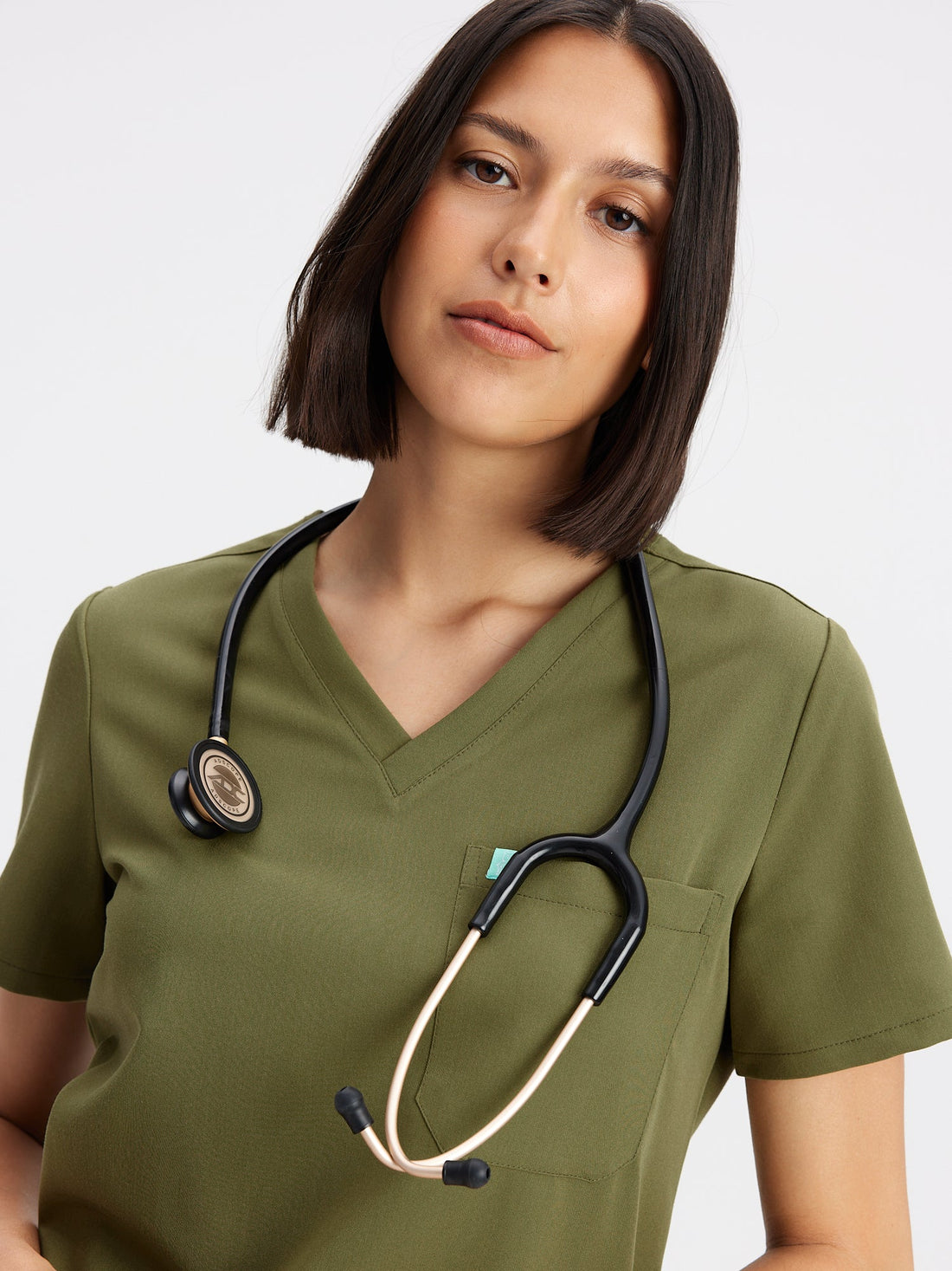 GABRIELLE RE-GARDE™ - OLIVE - One Pocket Scrub Top - Final Sale