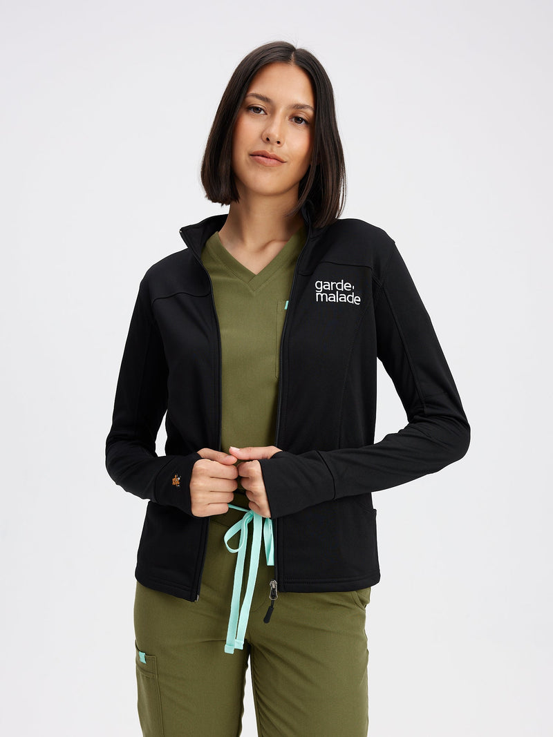 Polyester Full Zip Jacket – Black – Garde-Malade Embroidery