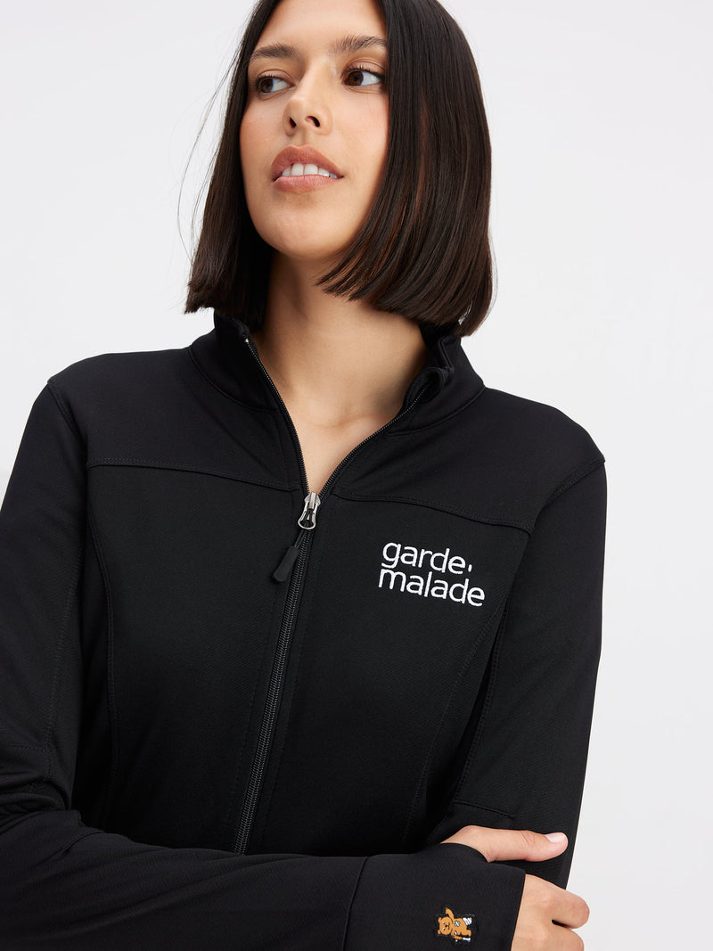 Polyester Full Zip Jacket – Black – Garde-Malade Embroidery