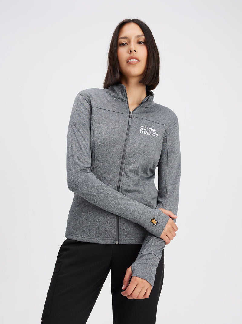 Polyester Full Zip Jacket – Heather Grey – Garde-Malade Embroidery - FINAL SALE