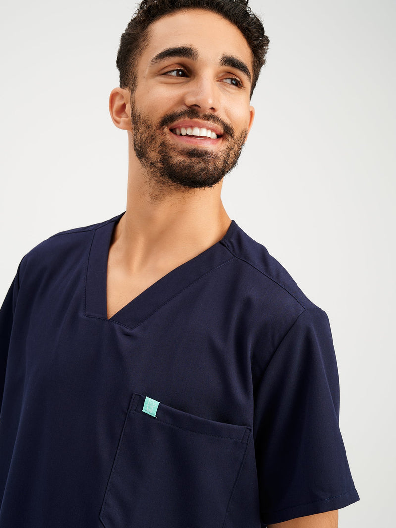 ZACK RE-GARDE™ - NAVY - Three Pockets Men's Scrub Top